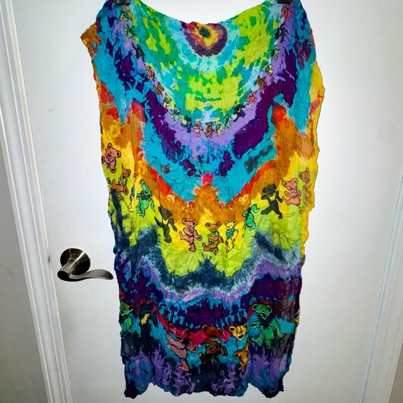 Grateful Dead Dancing Marching Bears Tie Dye Rainbow Multicolor Infinity Scarf - Picture 3 of 6